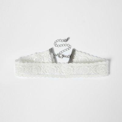 River Island Womens White Lace Choker