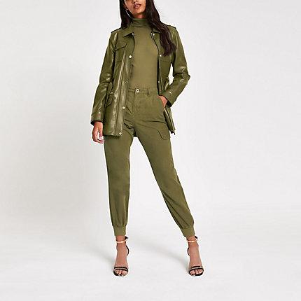 River Island Womens Cuffed Utility Twill Trousers