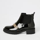 River Island Womens Patent Chunky Chain Ankle Boots