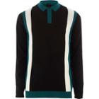River Island Mens Colour Block Slim Fit Knitted Polo Shirt