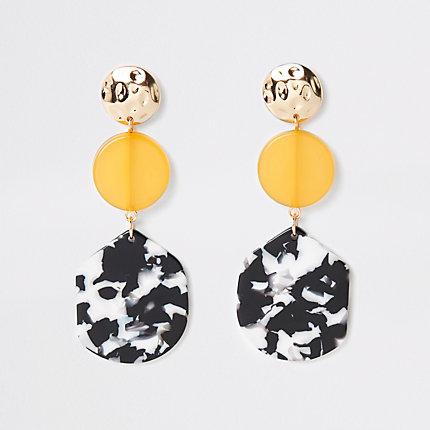River Island Womens Mono Print Circle Drop Earrings