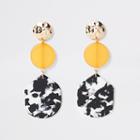 River Island Womens Mono Print Circle Drop Earrings