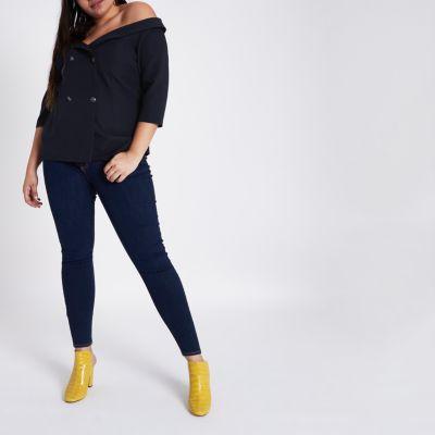 River Island Womens Plus Double Breasted Bardot Blouse