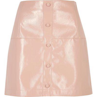 River Island Womens Patent Buttoned Mini Skirt