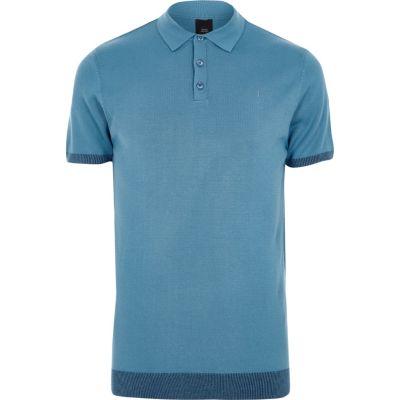 River Island Mens Slim Fit Short Sleeve Knitted Polo Shirt
