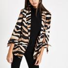 River Island Womens Zebra Print Tie Sleeve Blazer