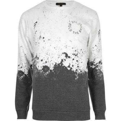 River Island Mens White Faded Splatter Print Sweatshirt