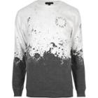 River Island Mens White Faded Splatter Print Sweatshirt