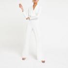 River Island Womens White Satin Wrap Front Jumpsuit