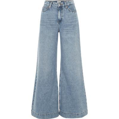 River Island Womens Wash Mila Wide Leg Jeans