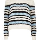River Island Womens Petite Knit Stripe Bardot Sweater