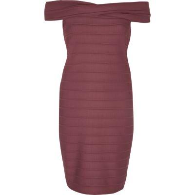 River Island Womens D-ring Bardot Bodycon Dress
