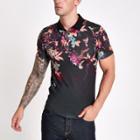 River Island Mens Muscle Fit Oriental Print Polo Shirt