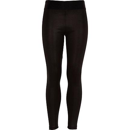 River Island Girls Coated Wet Look Leggings