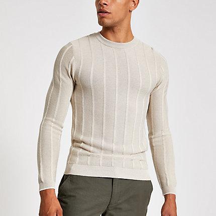 River Island Mens Muscle Fit Knitted Crew Neck Jumper