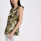 River Island Womens Camo Neck Embellished Tank Top