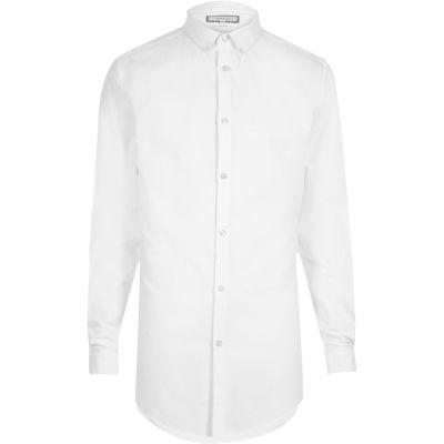 River Island Mens White Longline Oxford Shirt