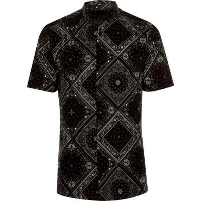 River Island Mens Bandana Skinny Fit Short Sleeve Shirt
