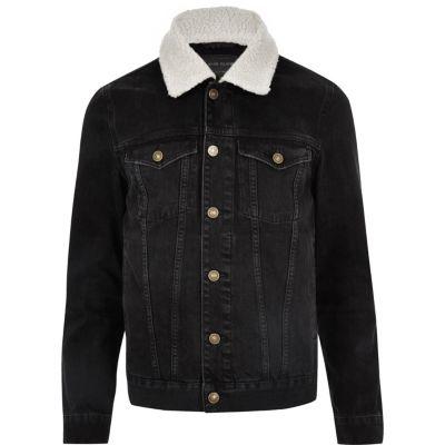 River Island Mensbig & Tall Borg Collar Denim Jacket