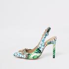 River Island Womens Wide Fit Floral Slingback Pumps