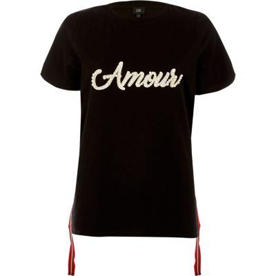 River Island Womens 'amour' Faux Pearl Tape Trim T-shirt