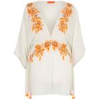 River Island Womens Floral Embroidered Beach Cover Up