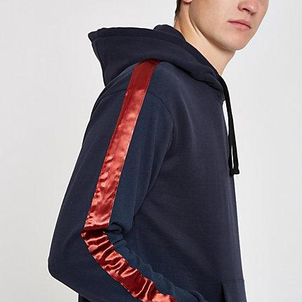 River Island Mens Jack And Jones Satin Tape Hoodie