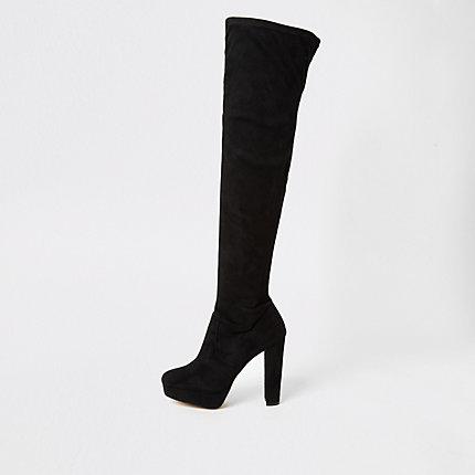 River Island Womens High Leg Wide Fit Platform Heeled Boots
