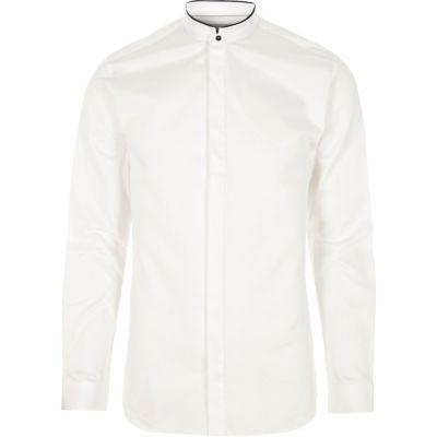 River Island Mens White Jack And Jones Premium Slim Grandad Shirt