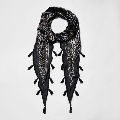 River Island Womens Diamond Foil Print Tassel Scarf