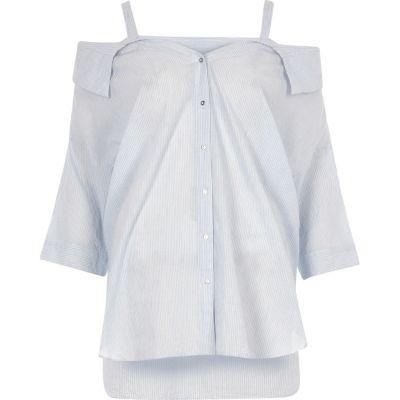 River Island Womens Stripe Cold Shoulder Deconstructed Top