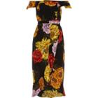 River Island Womens Floral Print Bardot Wrap Midi Dress