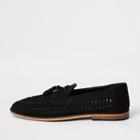 River Island Mens Wide Fit Leather Tassel Front Loafers