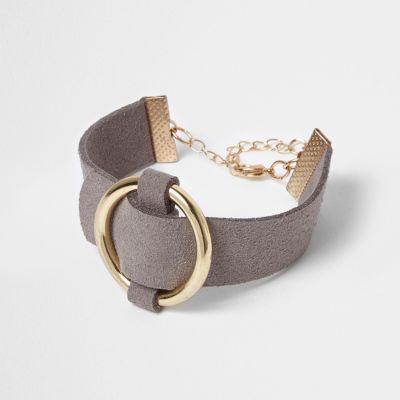 River Island Womens Faux Suede Buckle Cuff Bracelet