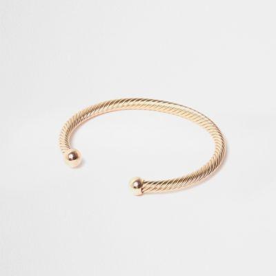 River Island Mens Gold Tone Twist Cuff Bracelet