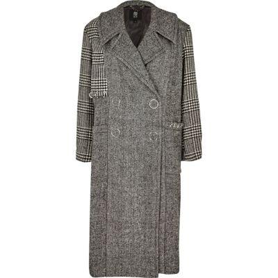 River Island Womens Ri Studio Check Piercing Trim Coat