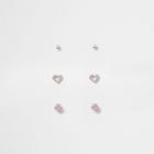 River Island Womens Rose Gold Tone Diamante Stud Earrings Pack