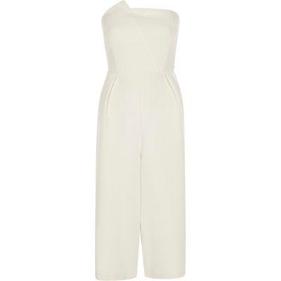 River Island Womens White Bandeau Culotte Jumpsuit