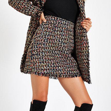 River Island Womens Gold Boucle Fringe Mini Skirt