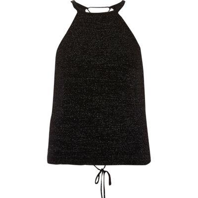 River Island Womens Lace-up Back Knit Halter Top