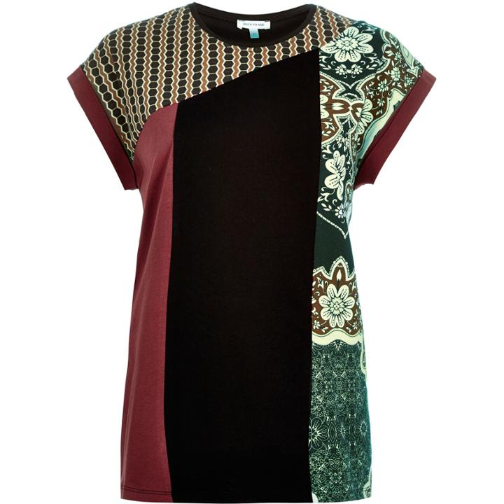River Island Womens Color Block Print Oversized T-shirt