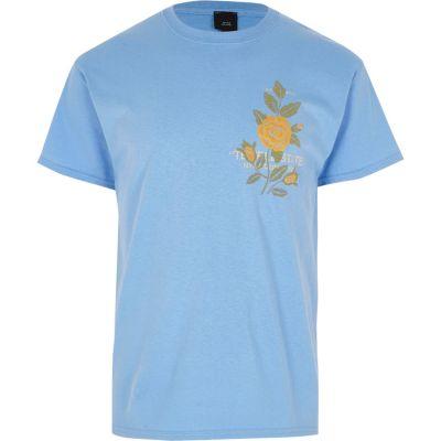 River Island Mens Floral Embroidery Print Slim Fit T-shirt