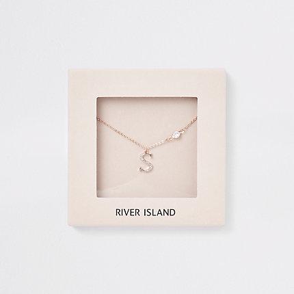 River Island Womens Rose Gold Tone 's' Initial Necklace