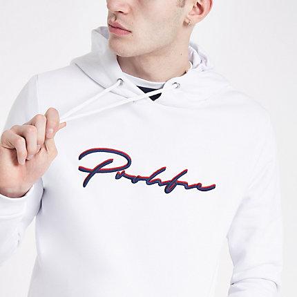 River Island Mens White 'prolific' Slim Fit Hoodie