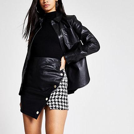 River Island Womens Houndstooth Print Wrap Mini Skirt