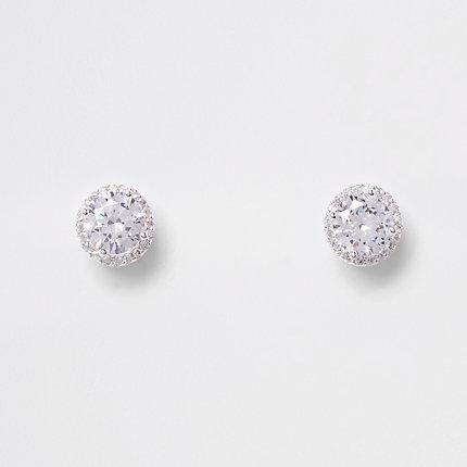 River Island Womens Silver Plated Cubic Zirconia Rhinestone Earring