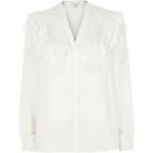 River Island Womens White Frill Lace Blouse