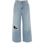 River Island Womens Ripped Alexa Cropped Wide Leg Jeans