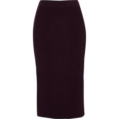 River Island Womens Ribbed Pencil Skirt