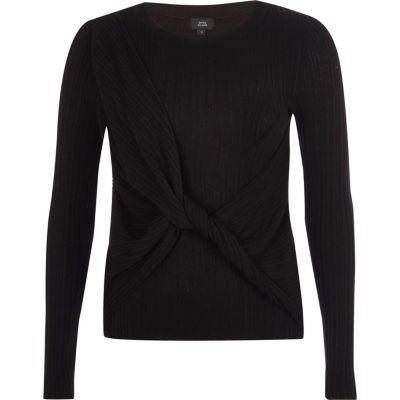 River Island Womens Ribbed Wrap Knot Front Knit Jumper